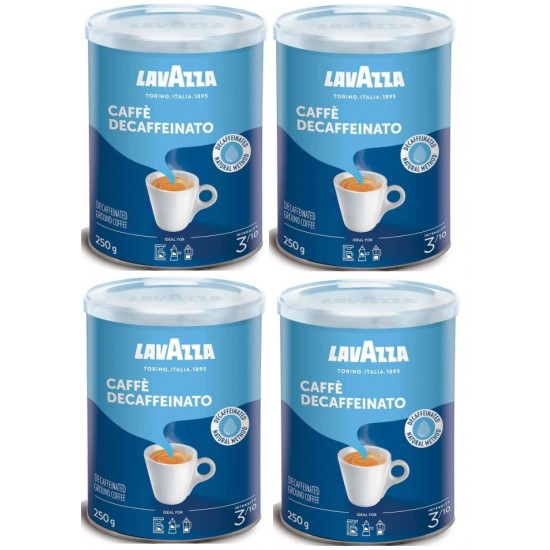 LavAzza Caffe Decaffeınato Kafeinsiz Öğütülmüş Kahve teneke kutu dörtlü set 1 kg 250 grx4