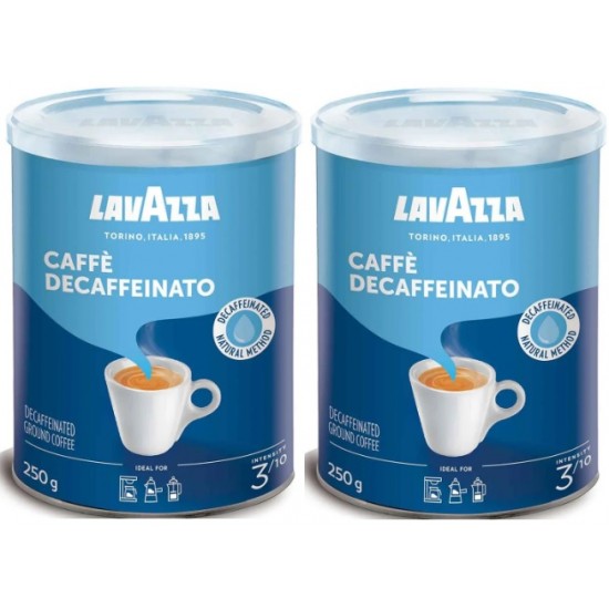 LavAzza Caffe Decaffeınato Kafeinsiz Öğütülmüş Kahve teneke kutu ikili set 500 gr 250 grx2