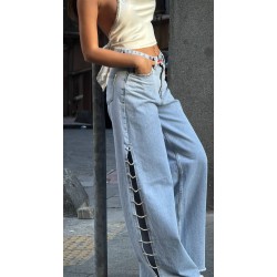 Hafen Pinterest Zincir Detaylı Jean kot pantolon Free Blue model 
