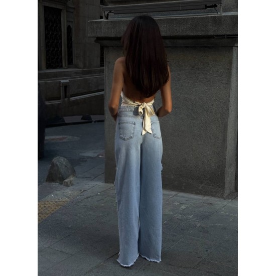 Hafen Pinterest Zincir Detaylı Jean kot pantolon Free Blue model 